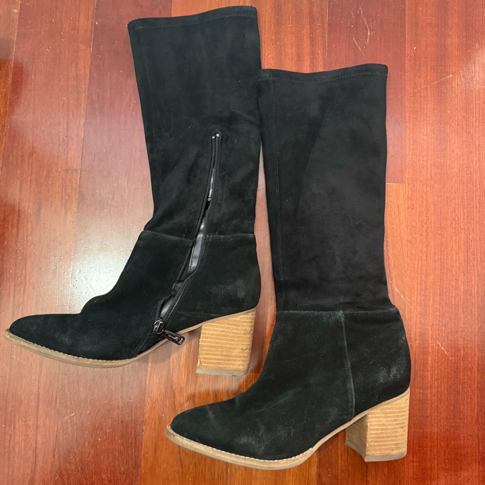 Blondo Waterproof Suede Block Heel Knee High Boots